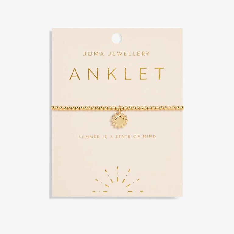 Joma Jewellery Stretch Anklet - Gold Sun Charm