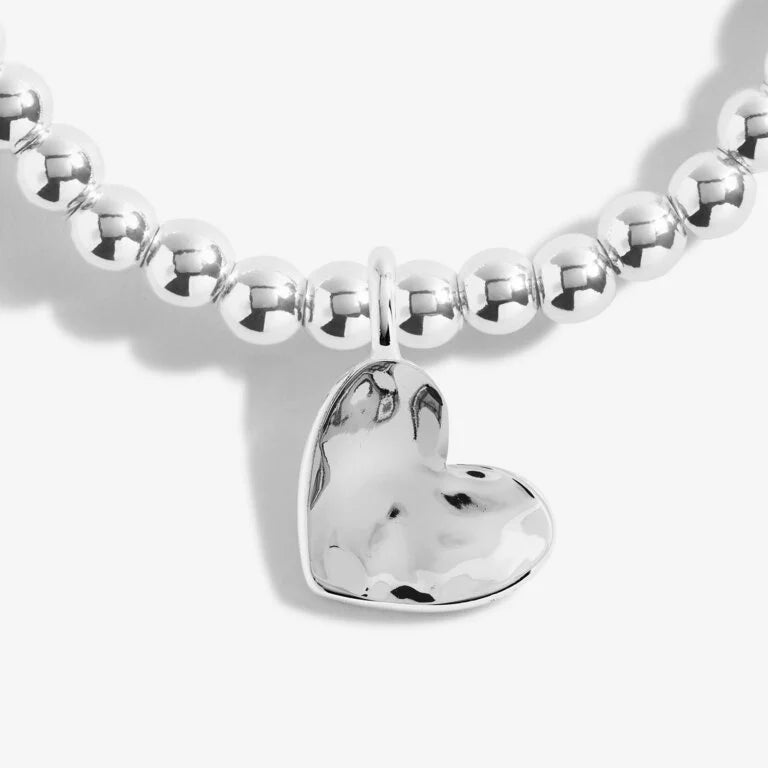 Joma Jewellery Stretch Anklet - Hammered Heart - Silver