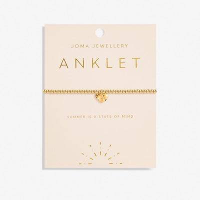 Joma Jewellery Stretch Anklet - Gold Hammered Heart