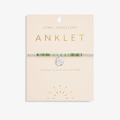 Joma Jewellery Summer Solstice - Silver & Green Shell Stretch Anklet
