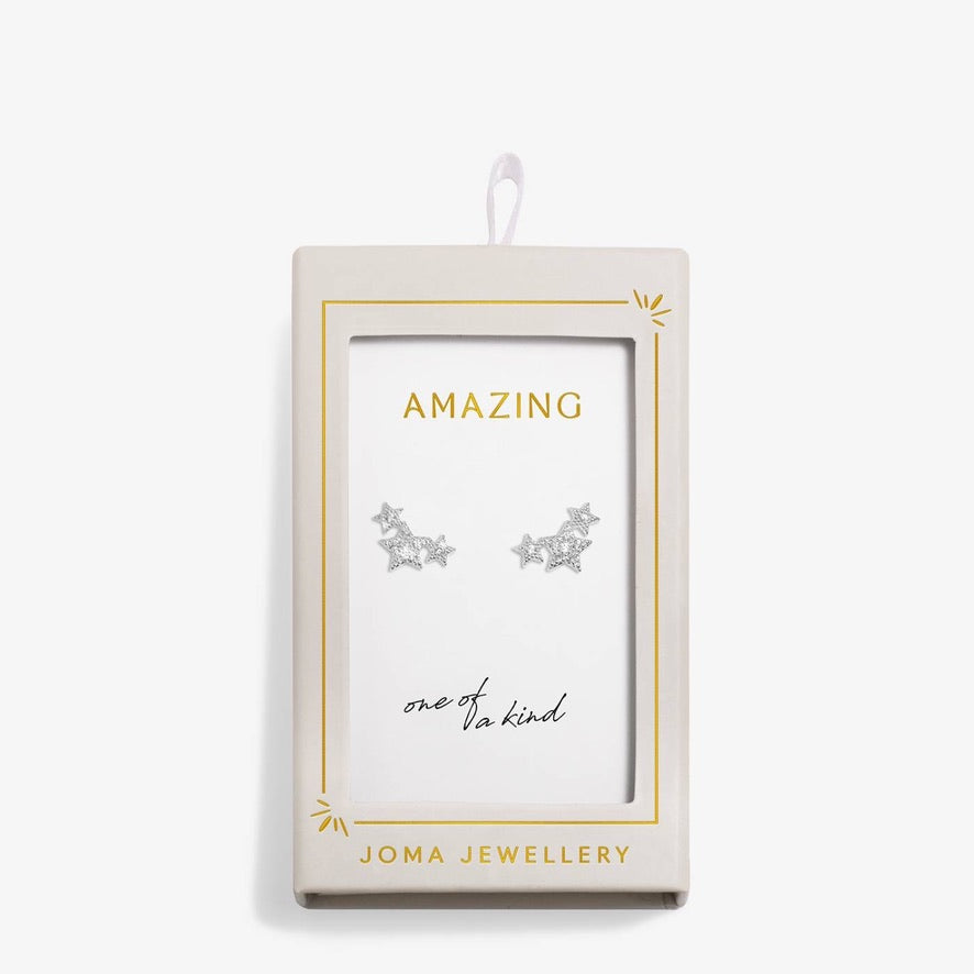 Joma Jewellery Moments to Shine - Amazing - Silver Plated Trio Stars Boxed Stud Earrings