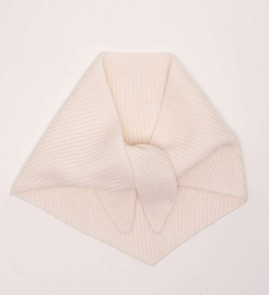 Brakeburn - Stellar Pointelle Rib Knitted - Triangle Scarf - Cream