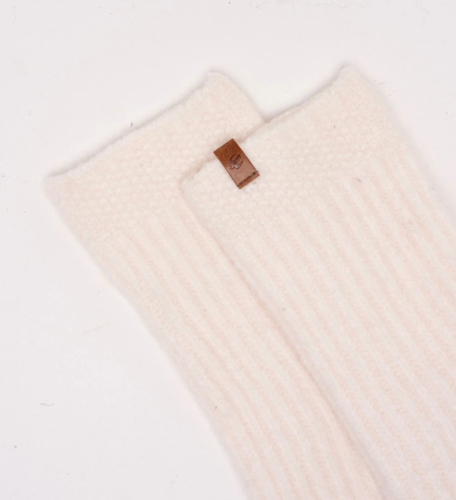 Brakeburn - Stellar Pointelle Rib Knitted - Wrist Warmers - Cream
