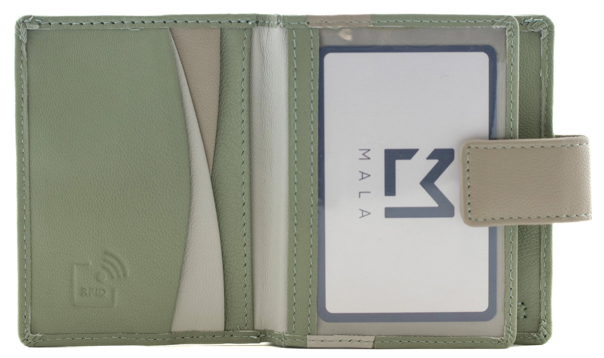 Mala Leather Kora Tab Medium Leather Tri-Fold Small Purse (3702 45) - Green