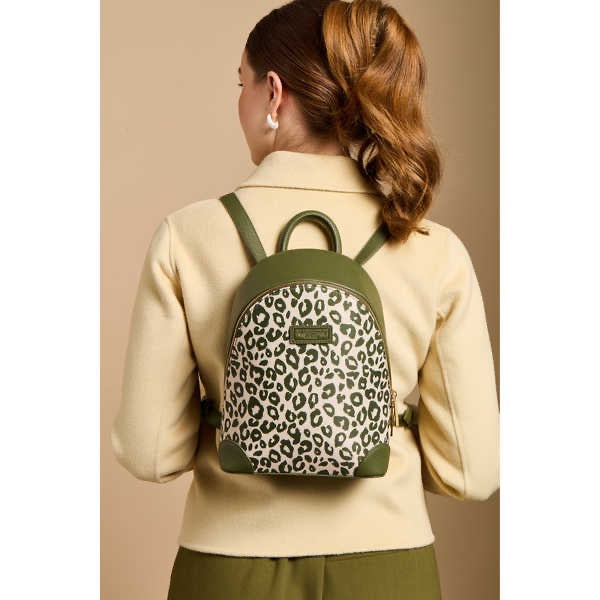 Alice Wheeler- Olive Leopard Print - Shoreditch Small Backpack