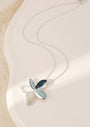 Gracee Jewellery - Enamel Charcoal & Blue Mix Glitter Starburst Pendant Necklace - Silver