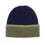 POM - Mens  - Matty Cable Knitted Beanie Hat - Navy/Khaki Green
