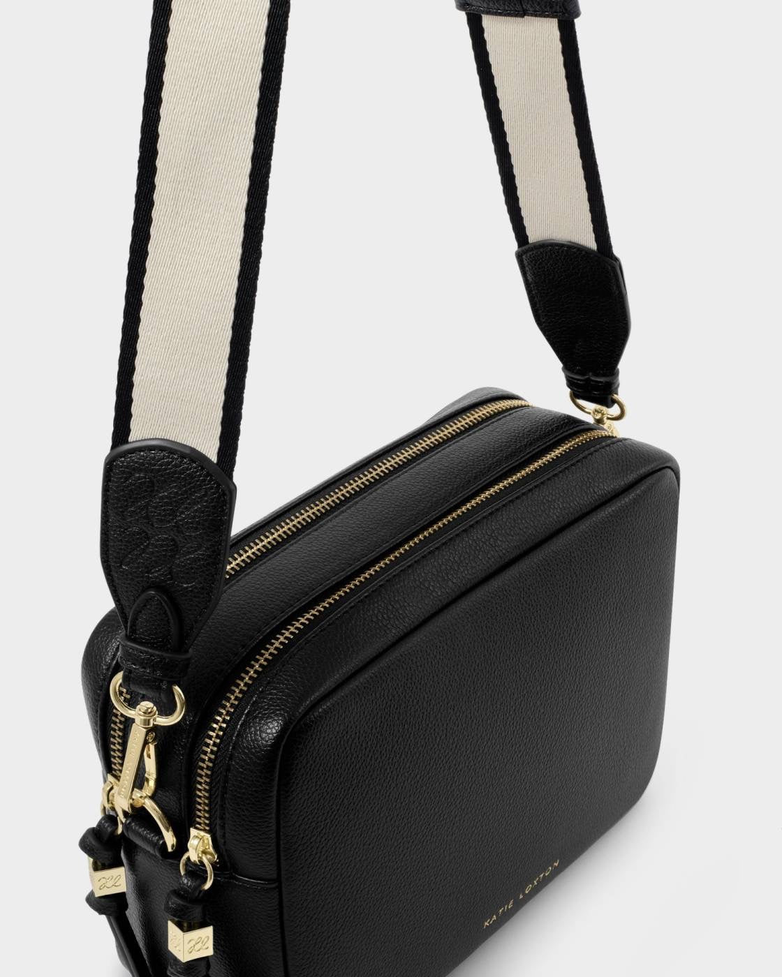 Katie Loxton - Lottie - Large Double Zip Crossbody Bag - Black