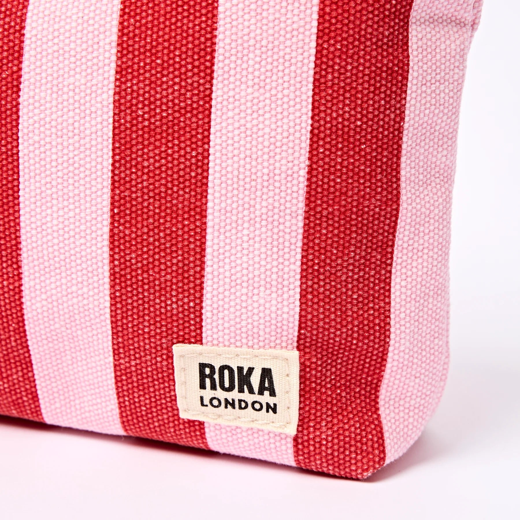 Roka Maida Vale Small Zip Pouch -Cotton Canvas - Strawberry Stripe