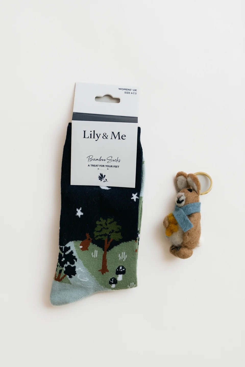 Lily &amp; Me - Moonlight Socks &amp; Celestial Rabbit - Keyring &amp; Sock Gift Box Set
