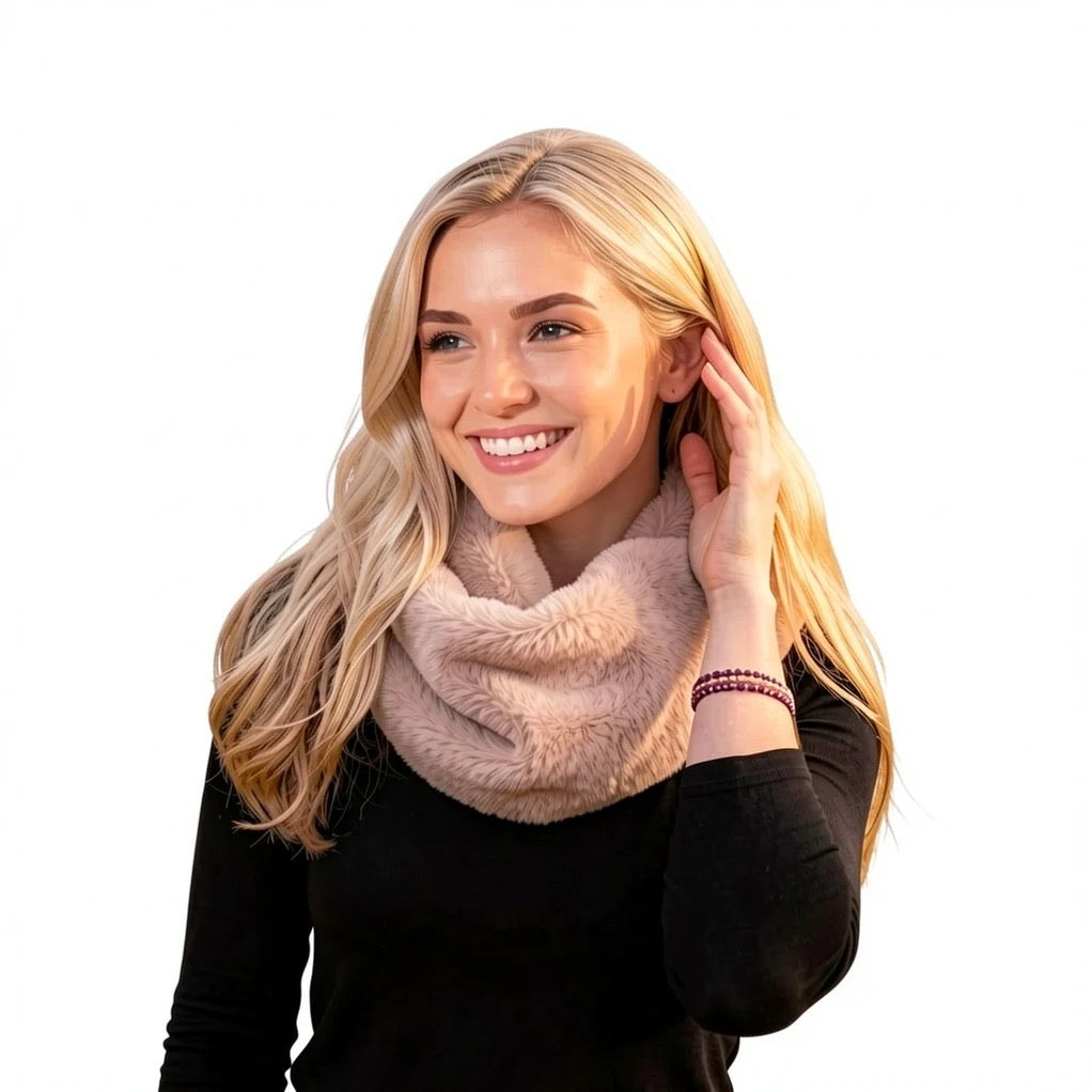 Park Lane - Faux Fur Snood Scarf - Stone