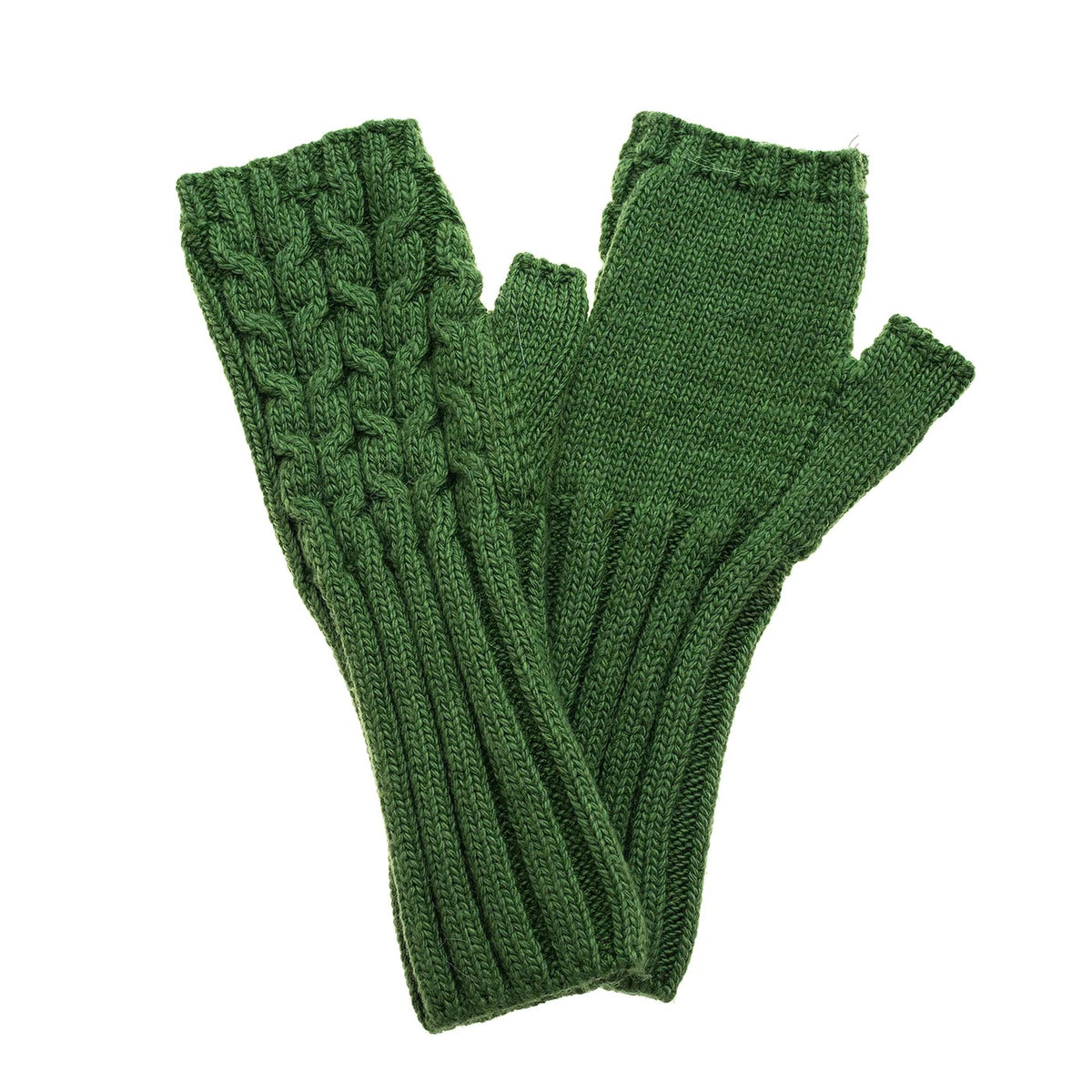 Park Lane - Fern Green - Cable Knit Fingerless Wrist Warmer - Ladies Gloves