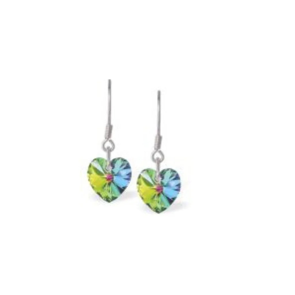 Byzantium Austrian Crystal Small Heart Drop Earrings -Vitrail Medium