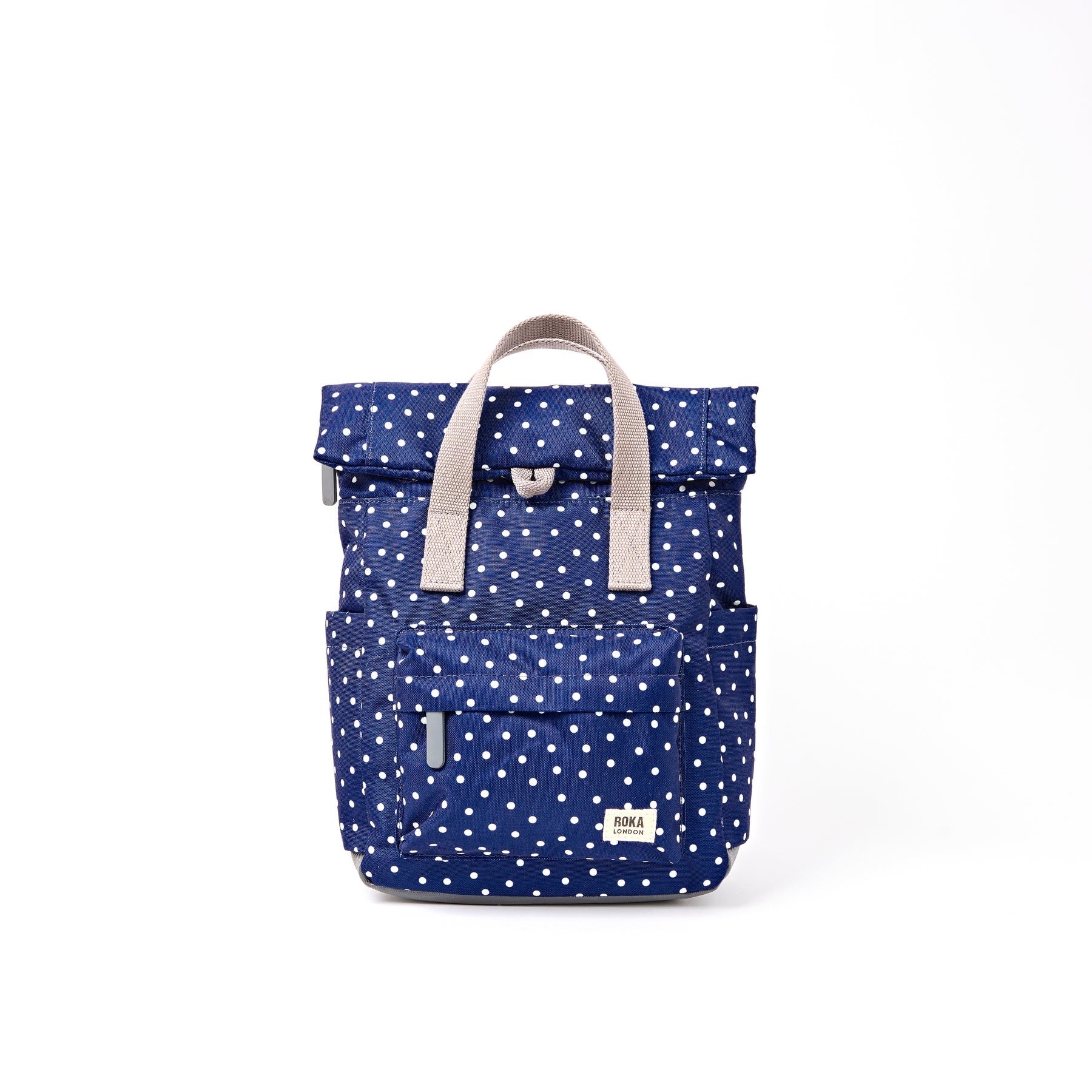 Roka Canfield B Backpack-Recycled Canvas - SMALL - Polka Dot Navy (Limited Edition)