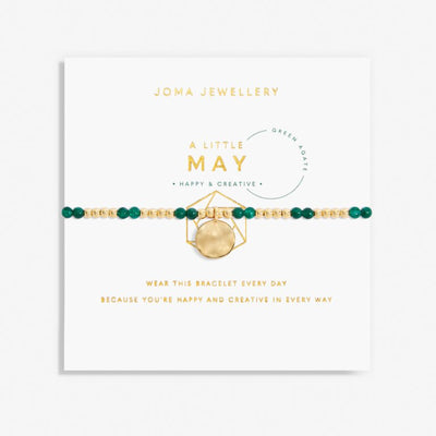 Joma Jewellery - 'A Little May' Green Agate & Gold Birthstone Bracelet