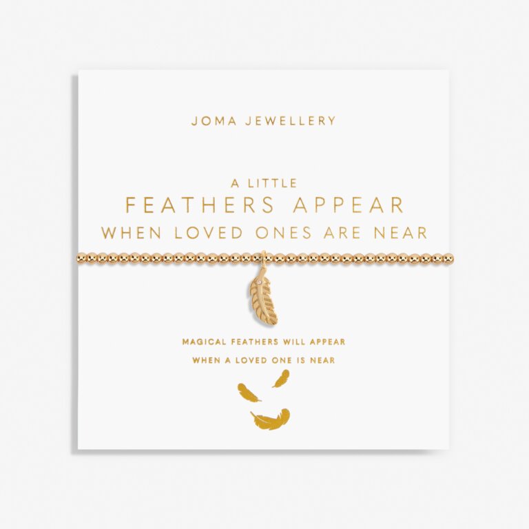 Joma Jewellery - Gold  "A Little Feathers Appear When Loved Ones Are Near" Bracelet