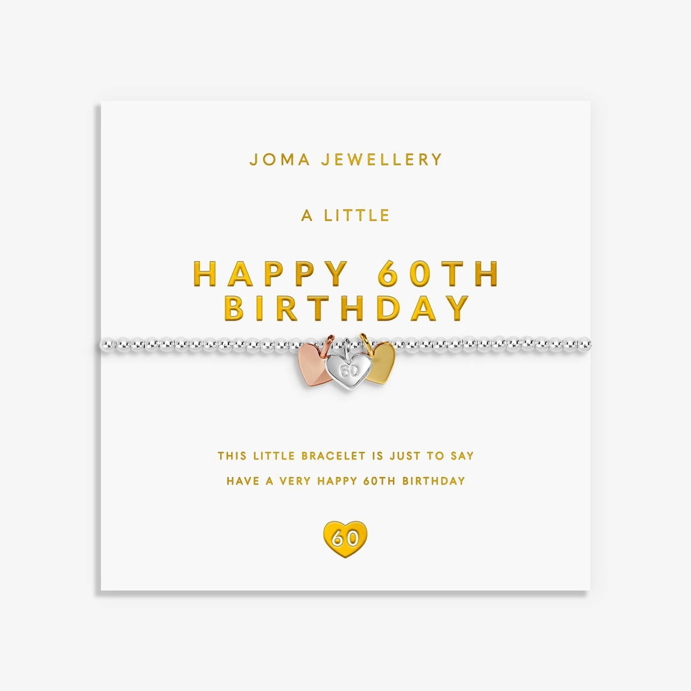 Joma Jewellery - Charmed Moments - A Little 'Happy 60th Birthday' - Three Tone Charm Bracelet