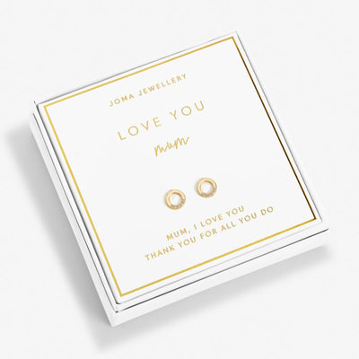 Joma Jewellery Beautifully Boxed 'Love You Mum' Earrings - Gold