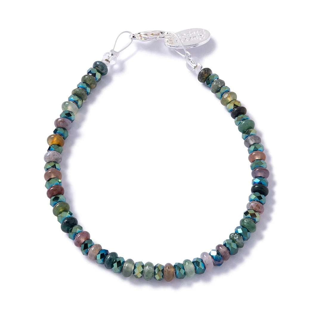 Carrie Elspeth - Moss Agate Faceted Rondelles Beaded Bracelet - Green Multi