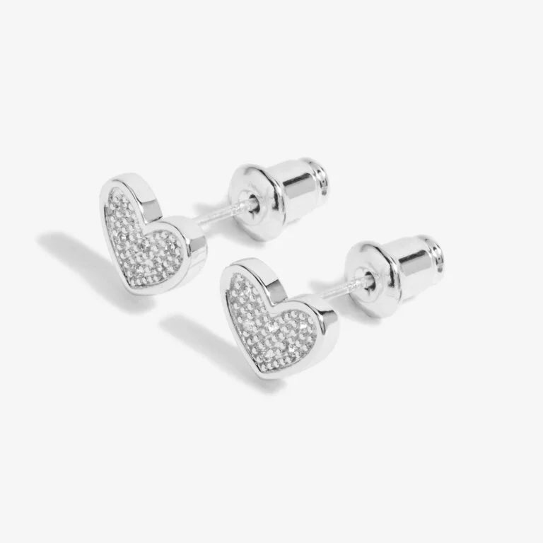 Joma Jewellery Beautifully Boxed 'With Love' Earrings - Silver Shining Hearts