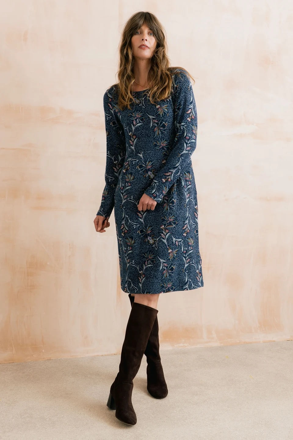 Frampton - Herbarium Print Jersey Dress - Navy Blue - Lily &amp; Me