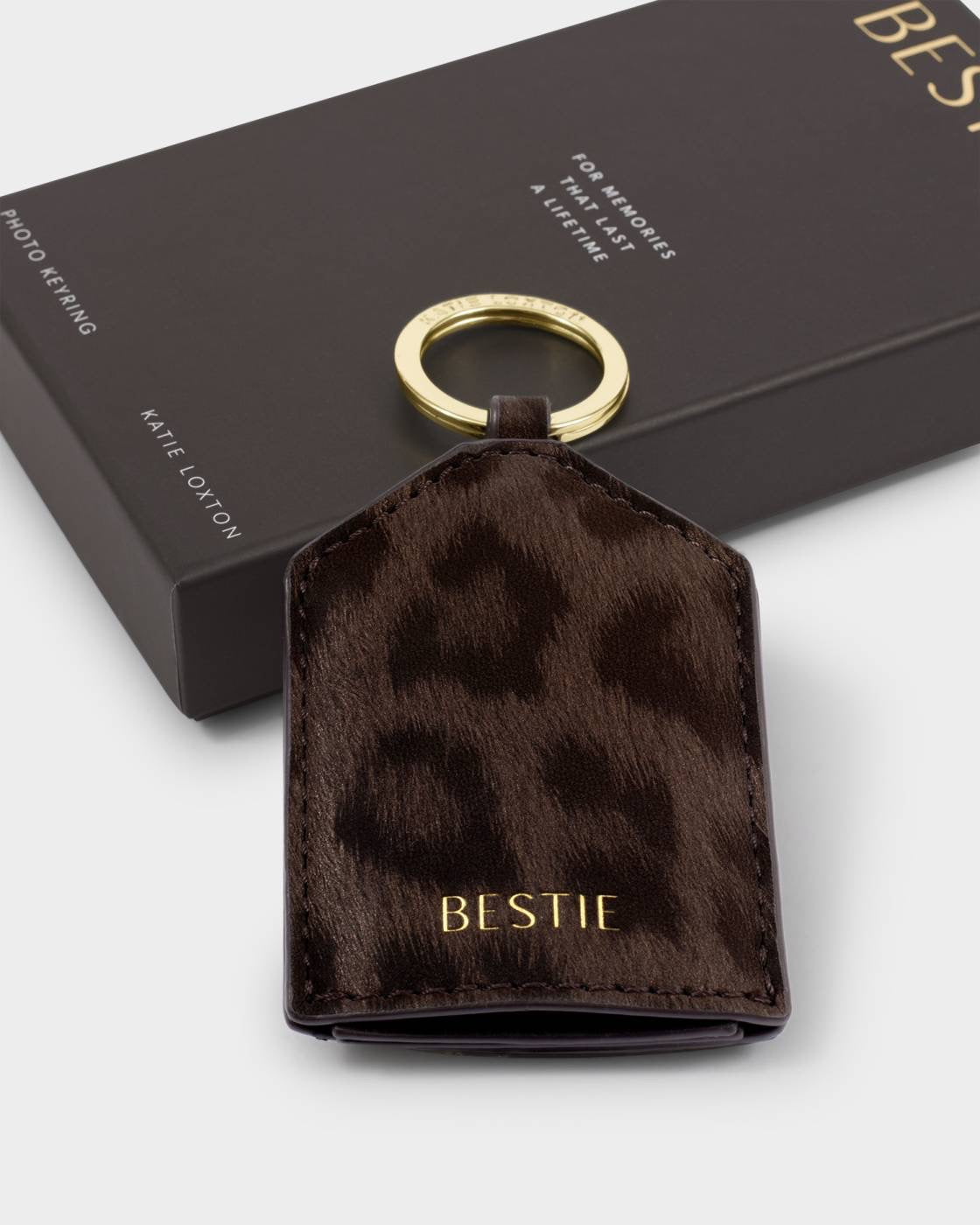 Katie Loxton - Bestie - Gift Boxed Photo Keyring - Chocolate Leopard