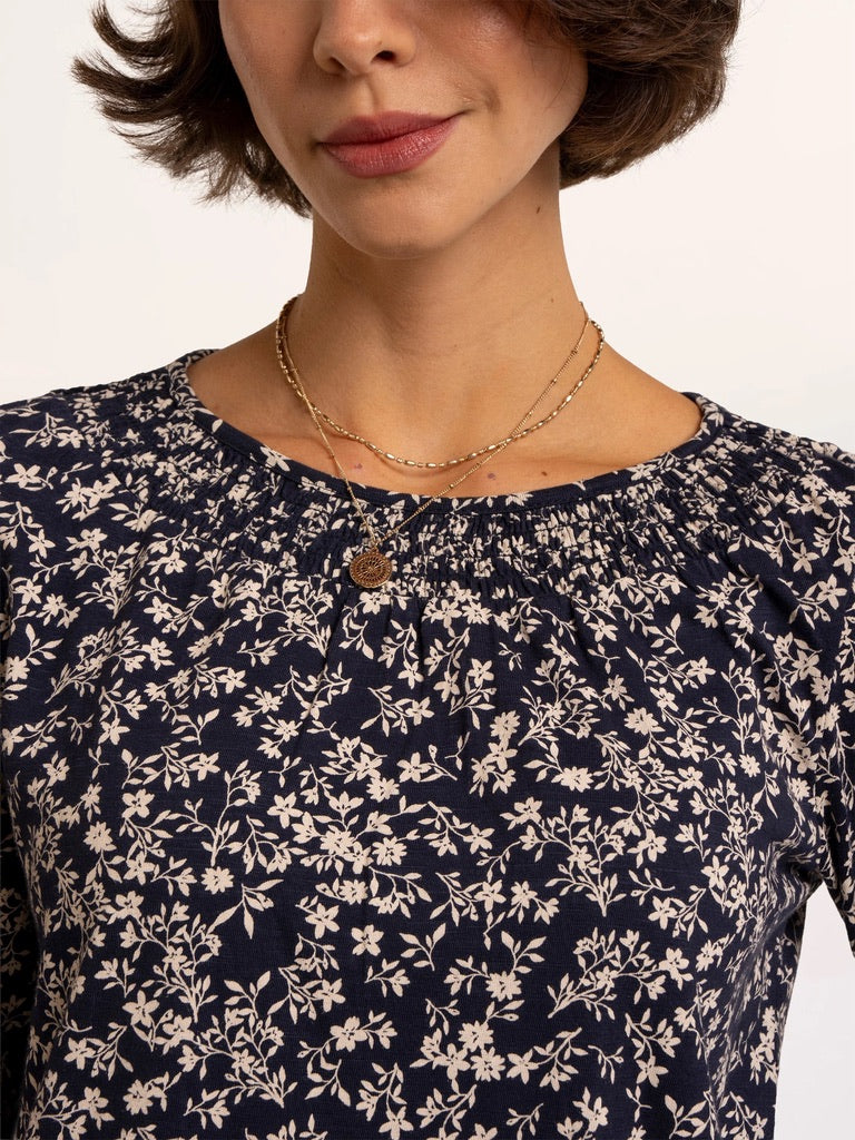 Brakeburn - Brielle - Floral Printed 3/4 T-shirt - Navy