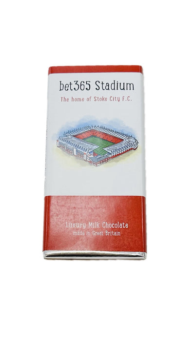 Stoke City Chocolate - Bet 365 Stadium - The Home of Stoke City F.C - Luxury Milk Chocolate Bar