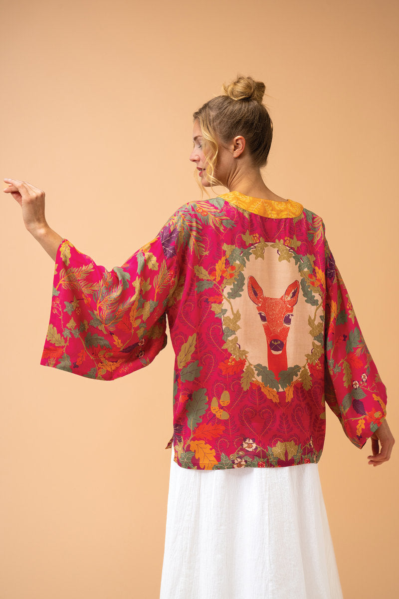 Powder Kimono Jacket -Enchanted Evening Doe- Fuchsia