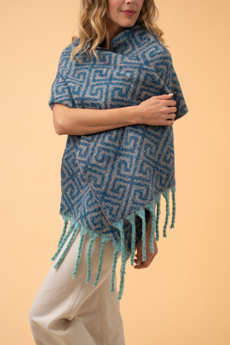 Powder Athena Cosy Knitted Scarf - Denim & Taupe