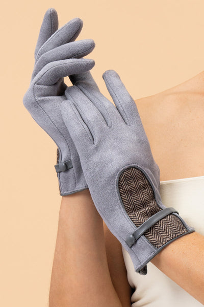 Powder Genevieve Faux Suede Gloves - Mist Grey