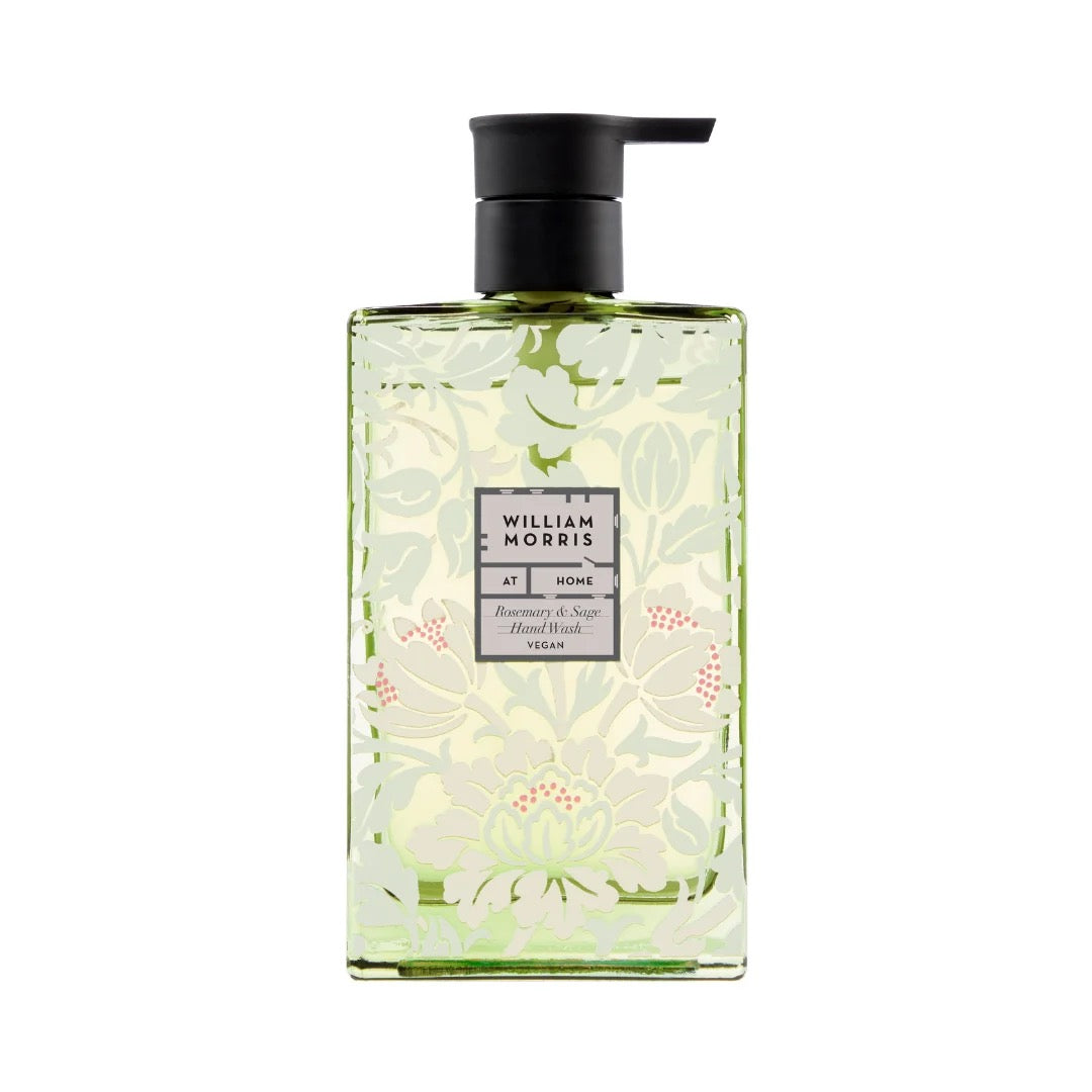 William Morris at Home - Rosemary &amp; Sage - Odour Neutralising Glass Pump Hand Wash - 300ml