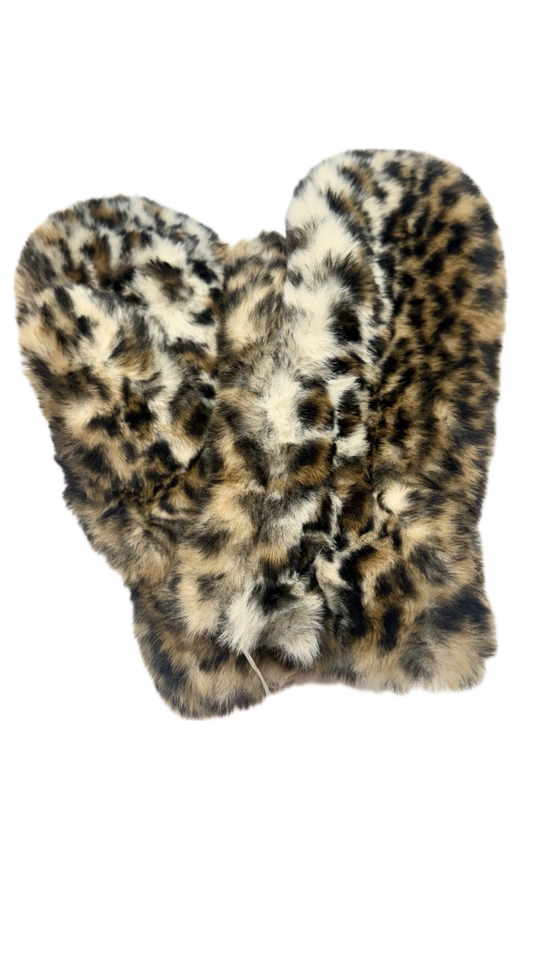 POM - Natalia - Ladies Faux Fur Mittens - Leopard Animal Print