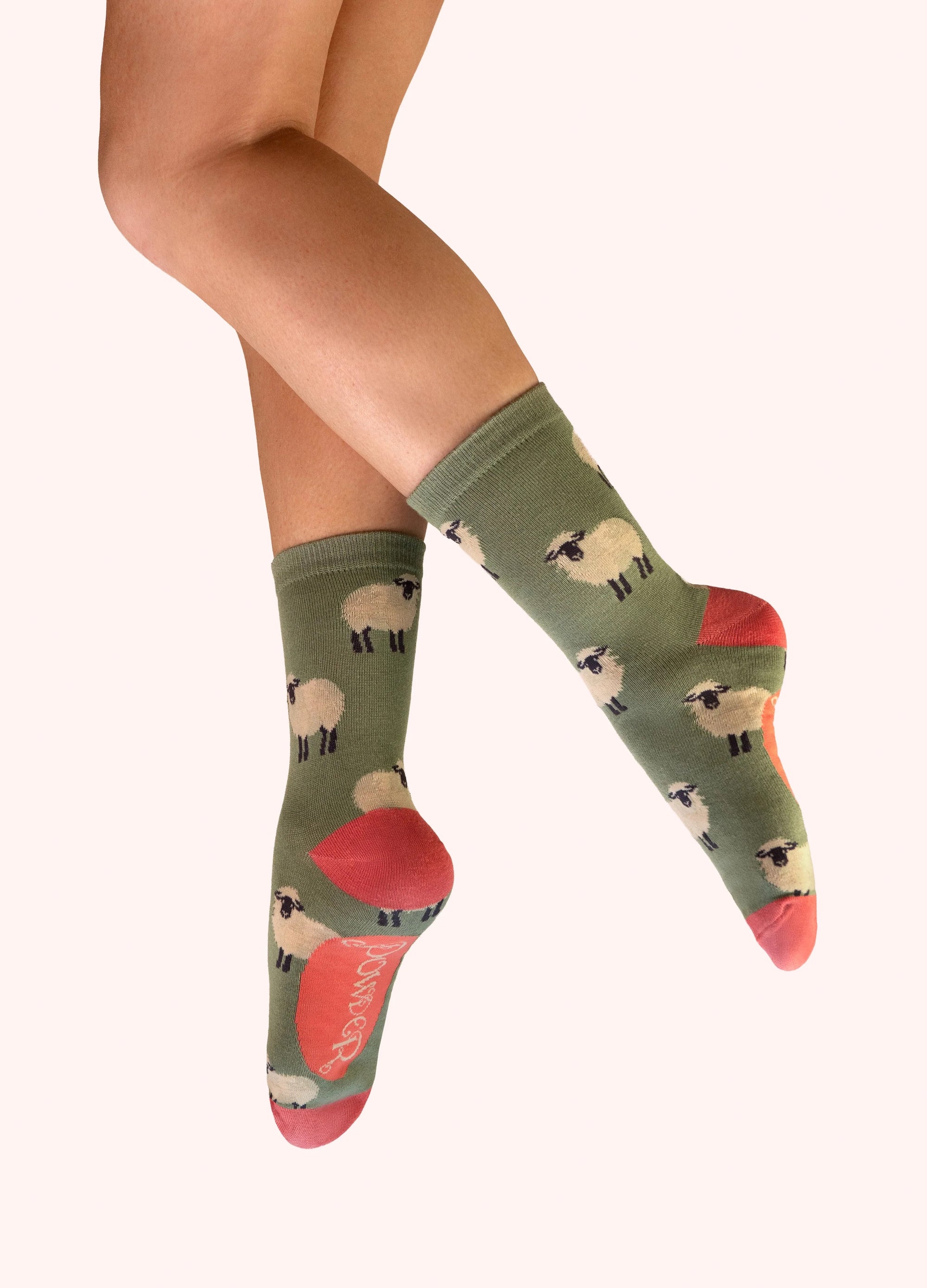 Powder - Sheep - Ladies Bamboo Ankle Socks - Sage Green