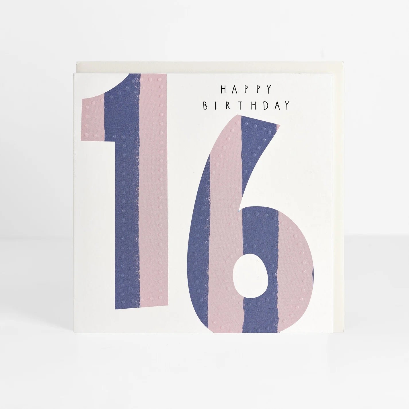 Happy 16th Birthday -Large Stripe Numbers - Card- Belly Button