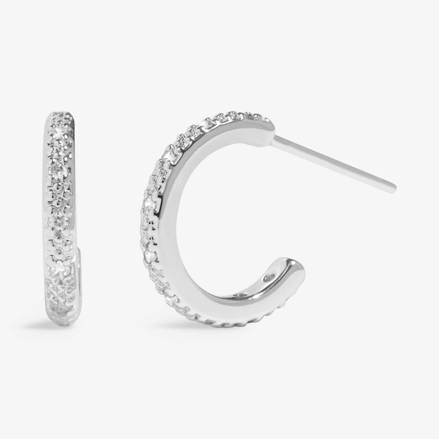 Joma Jewellery Moments to Shine - Be You - Silver Plated Boxed Pave Hoop Earrings