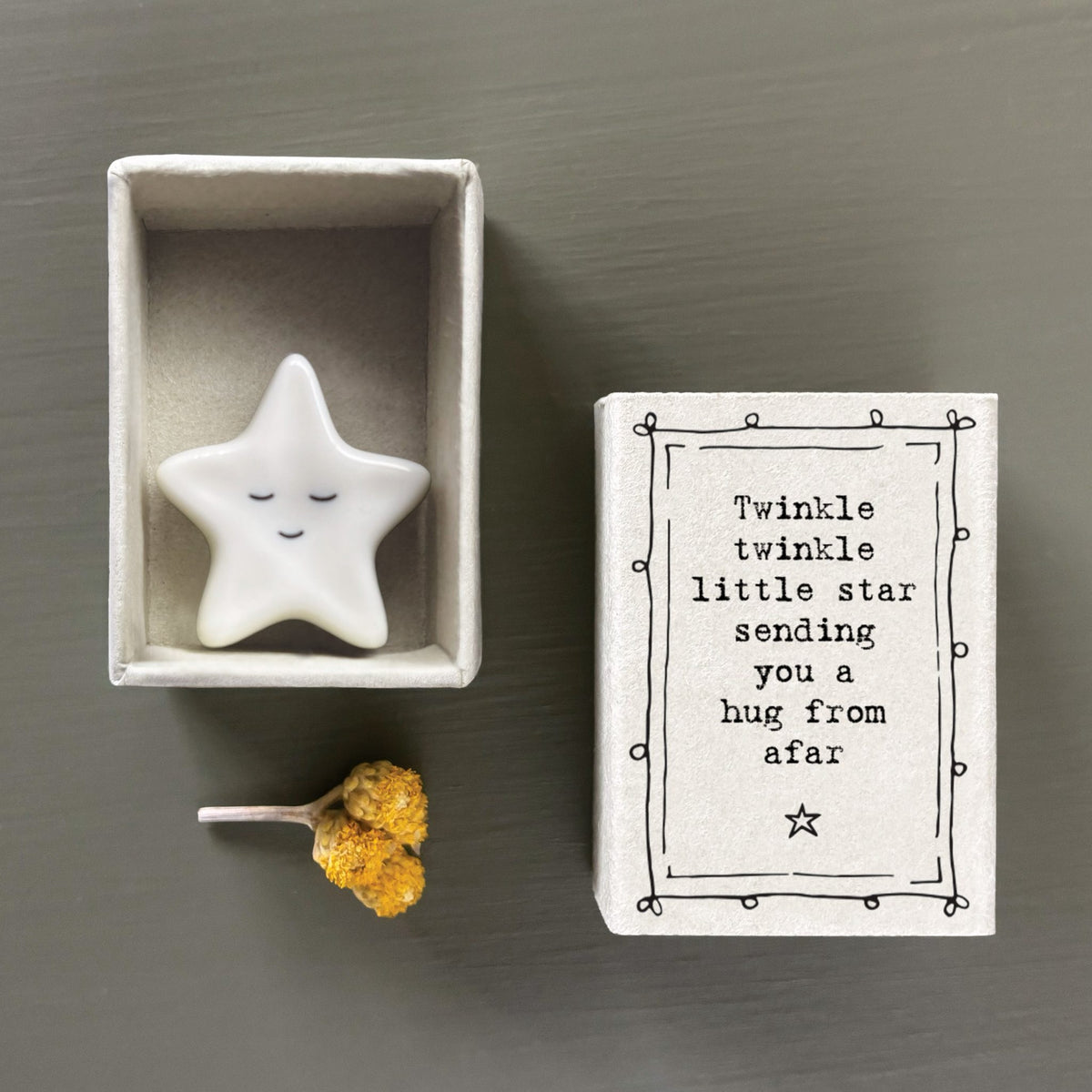 East of India Matchbox - Ceramic Ornament - Twinkle Twinkle Little Star Hugs (Star)