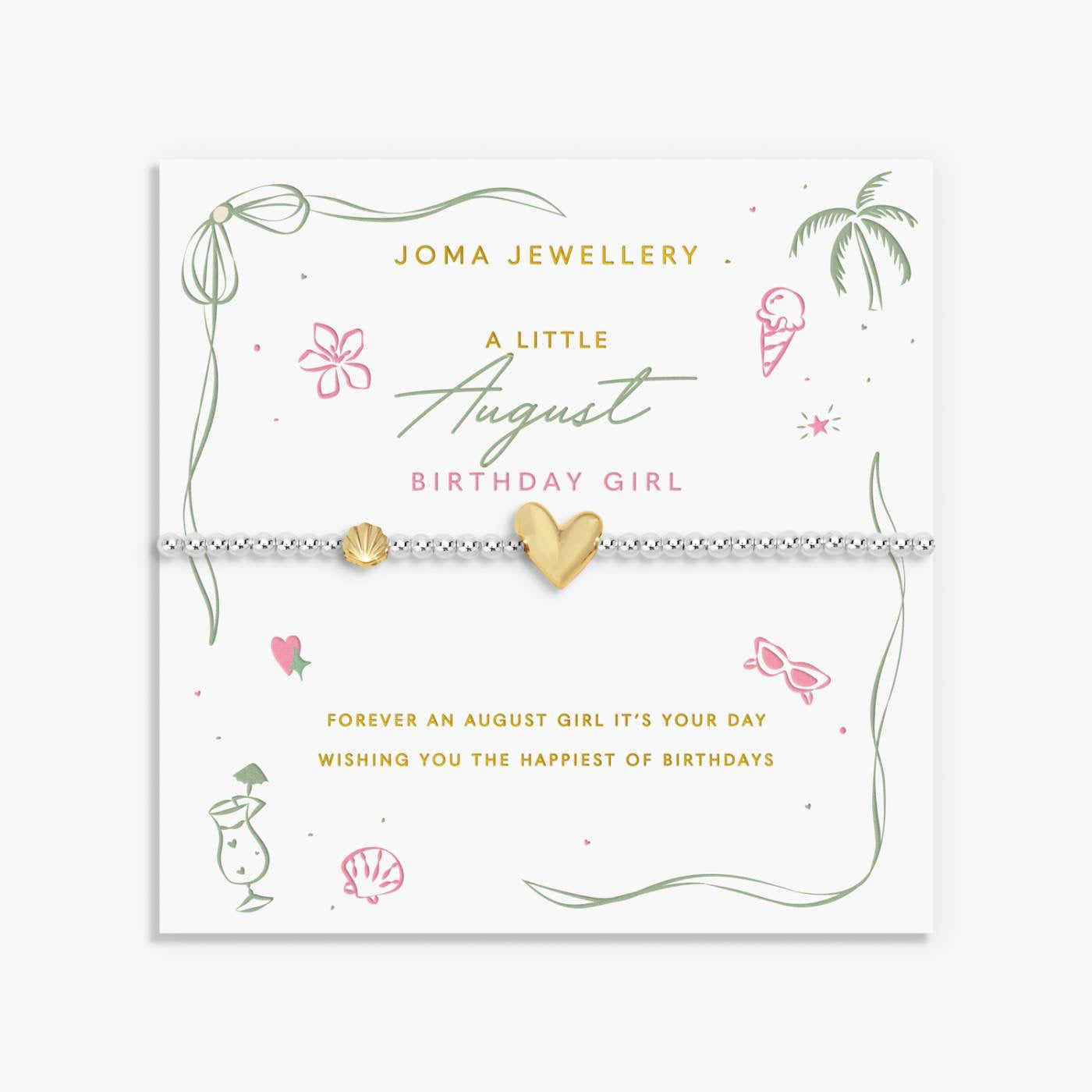 Joma Jewellery - A Little August Birthday Girl - Birth Month - Silver &amp; Gold Plated Bracelet