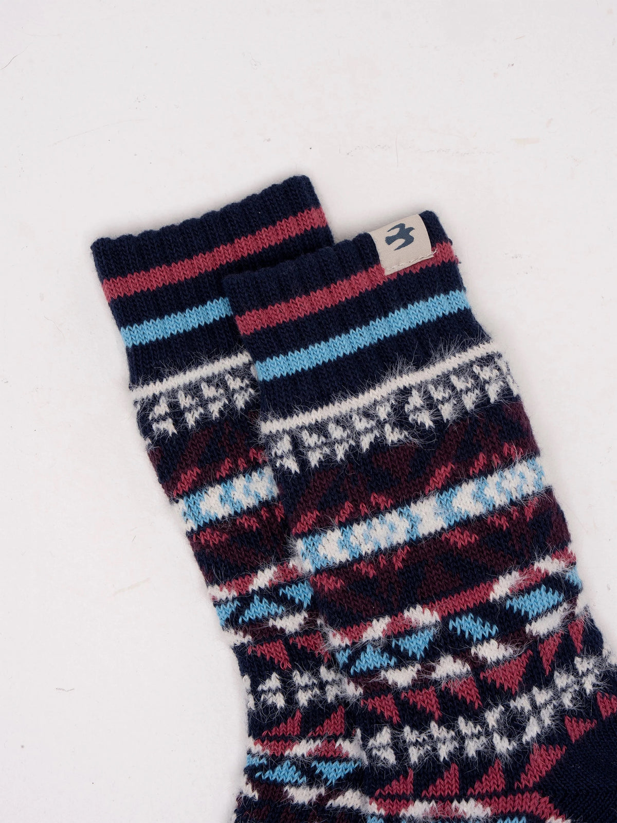 Brakeburn - Blue Nordics Fair Isle Patterned Fluffy Ankle Socks - Blue/Multi