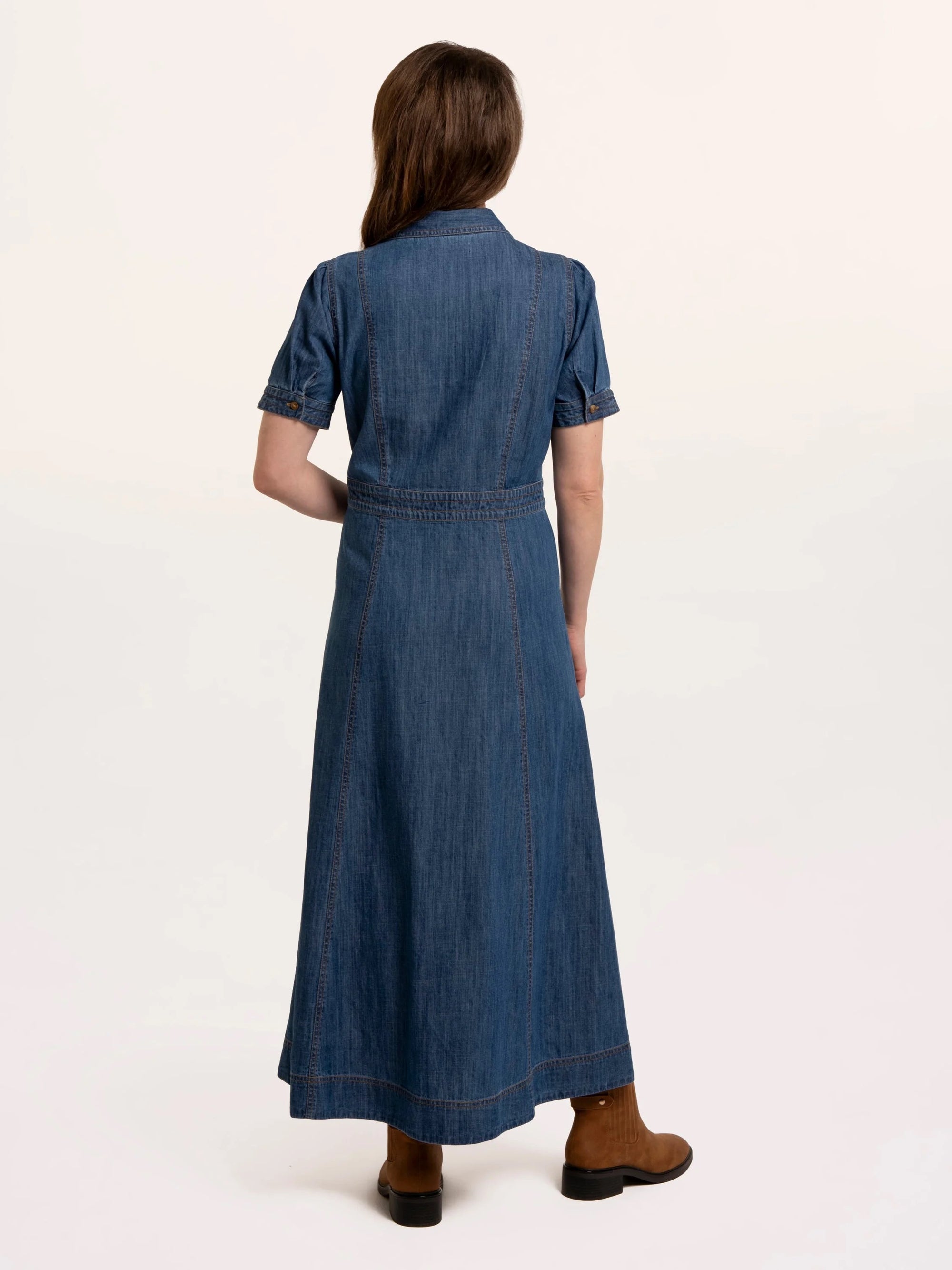 Brakeburn - Apple - Denim Maxi Dress - Mid Wash Blue Denim
