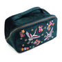 POM - Crane Velvet- Train Case Make-up Bag - Teal/Multi