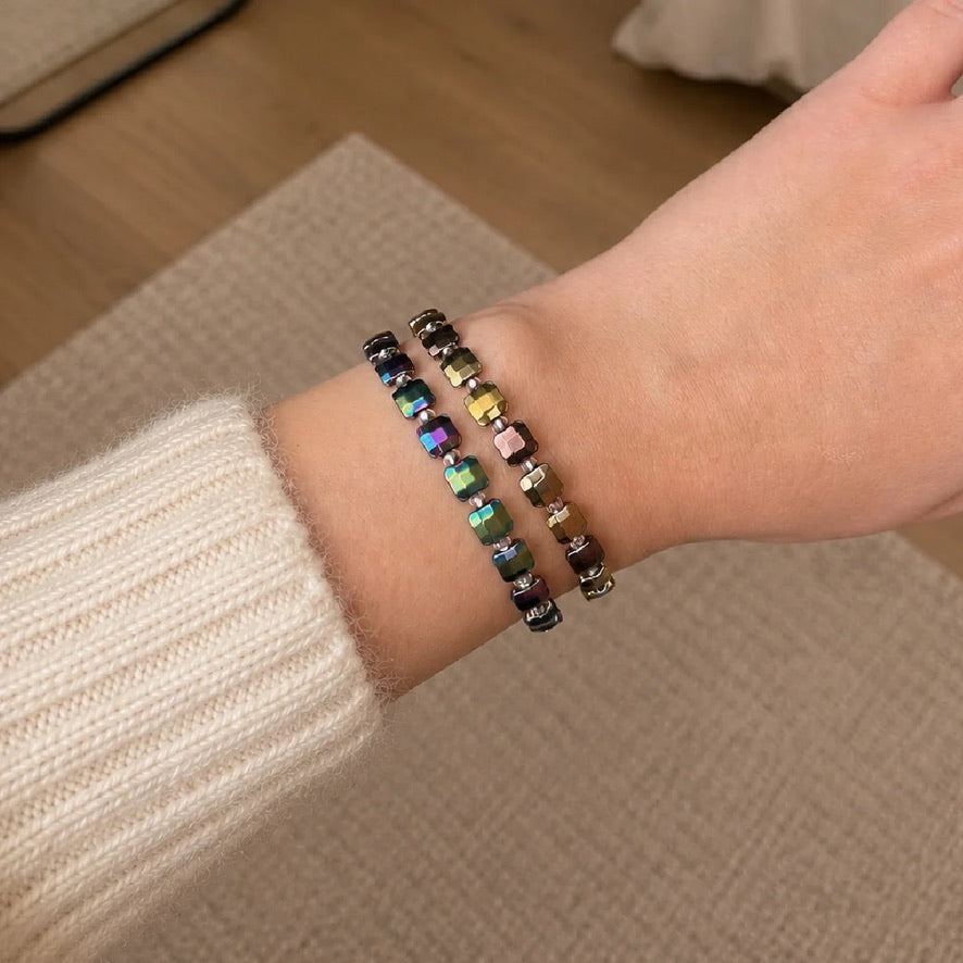 Carrie Elspeth - Cubic Haematite Beaded Bracelet - Spectrum