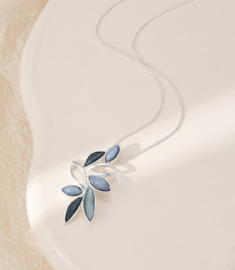 Gracee Jewellery -  Grey And Silver Leaf - Pendant Necklace