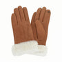 Park Lane - Boucle Teddy Fleece Fur Lined Thick Suede Ladies Gloves- Tan/Cream