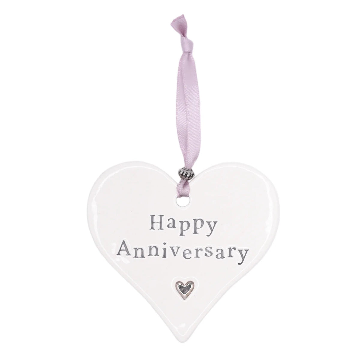 Happy Anniversary - Ceramic LARGE Hanging Heart - Pookie Wookie Ceramics