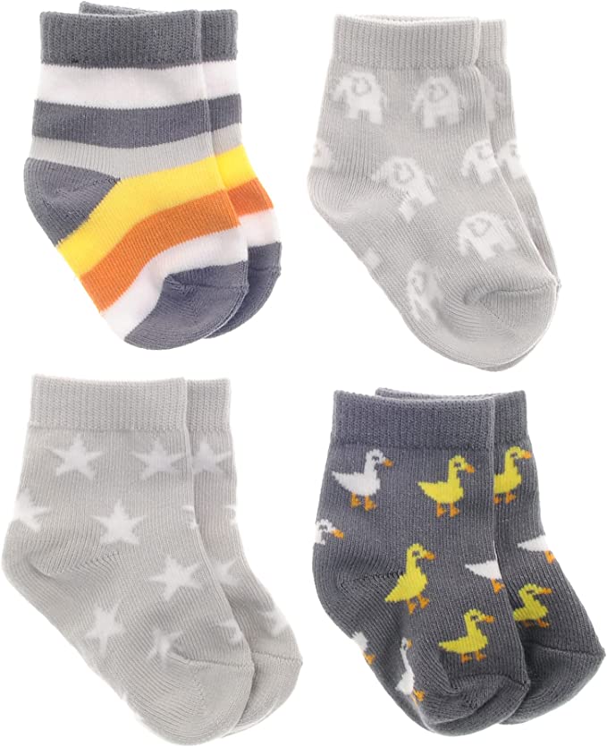 Ziggle Stylish Greys Boxed Sock Set - 0-6 Months - Set of 4