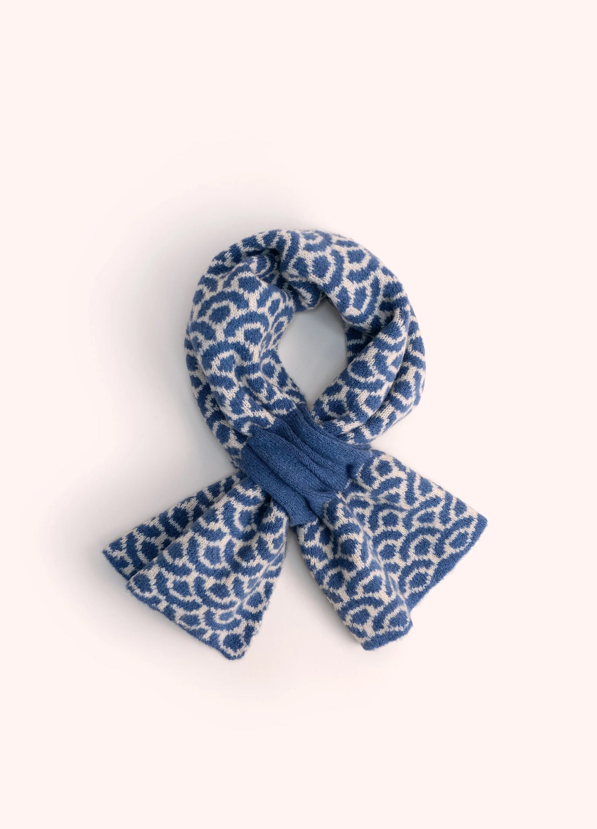 Powder - Agatha Patterned Knitted Crossover Pull Through Scarf - Denim Mix