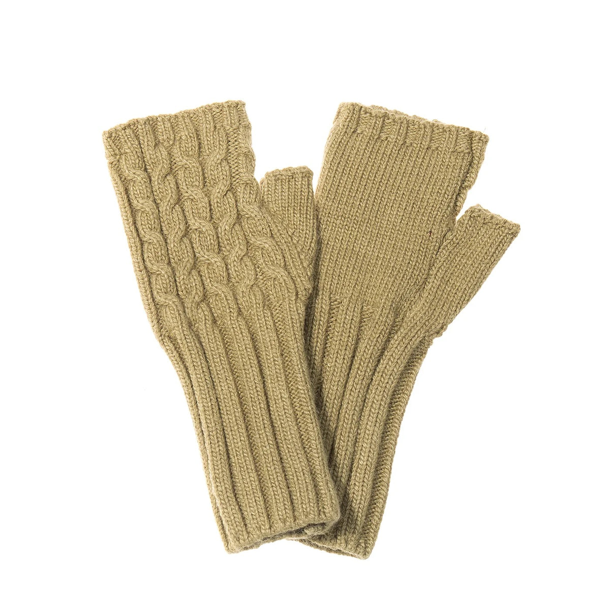 Park Lane - Artichoke Green - Cable Knit Fingerless Wrist Warmer - Ladies Gloves