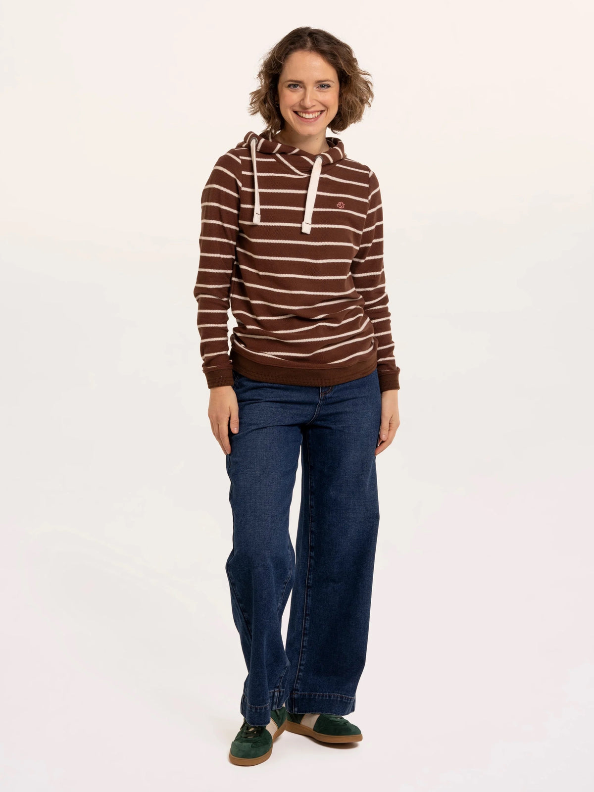 Brakeburn - Whitefield - Texture Stripe Hoodie - Chocolate/Ecru
