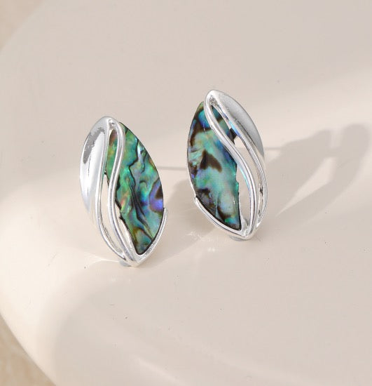 Gracee Jewellery -  Shell And Silver Ovals - Statement Stud Earring
